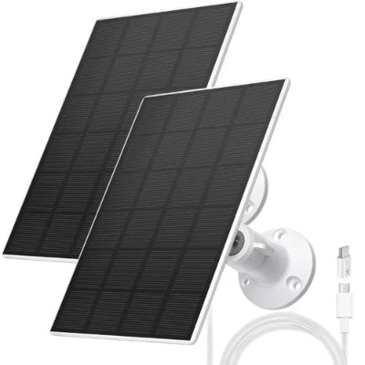Upgraded ETFE Solar Panel Charger with Micro USB and Type-C Adapter Non-Stop Charging for Rechargeable Security Cameras.