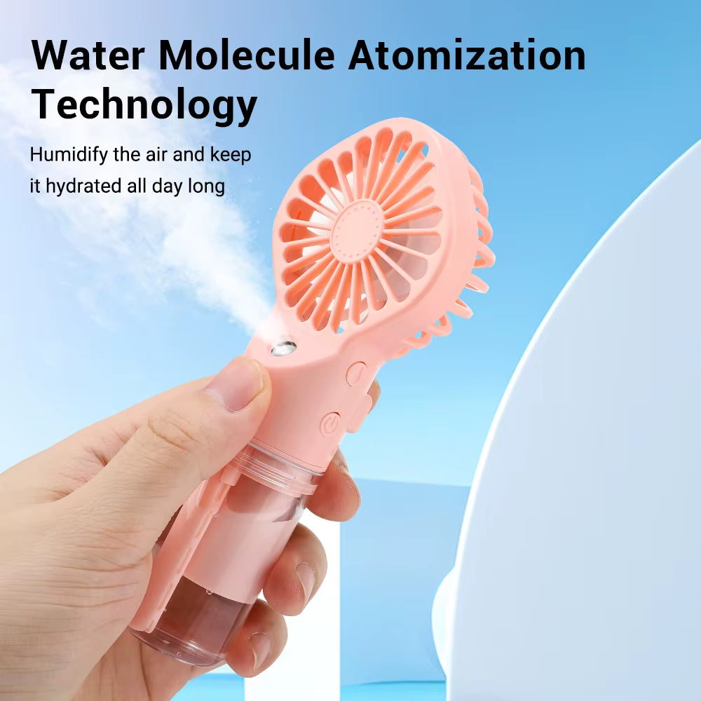 Handheld Portable Mini Air Conditioner Face Steamer Humidifier Water Mist Cooler Cooling Spray Skin Care 4-Speed USB Recharge