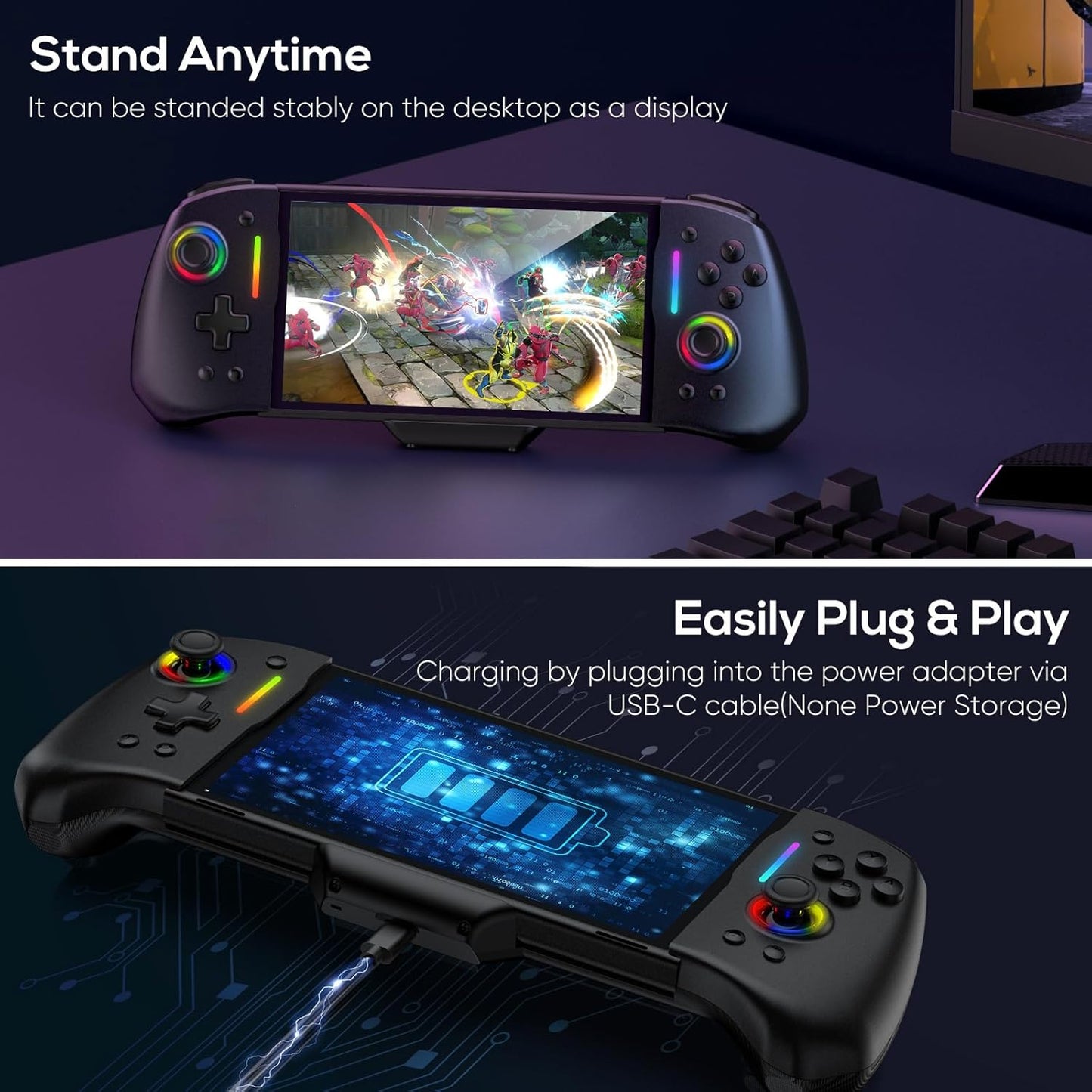 Manette Pro Ergonomique pour Nintendo Switch avec Éclairage RVB et Turbo Réglable - Parfaite pour des Sessions de Jeu Inoubliables