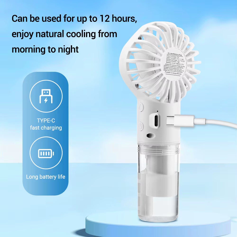 Handheld Portable Mini Air Conditioner Face Steamer Humidifier Water Mist Cooler Cooling Spray Skin Care 4-Speed USB Recharge