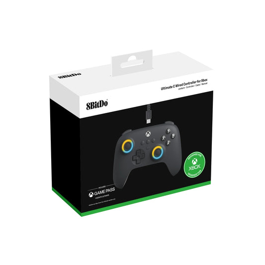 8Bitdo Ultimate C Wired Controller USB Gamepad with Hall Effect Joysticks for Xbox Series X、Series S, Xbox One, and PC Windows.