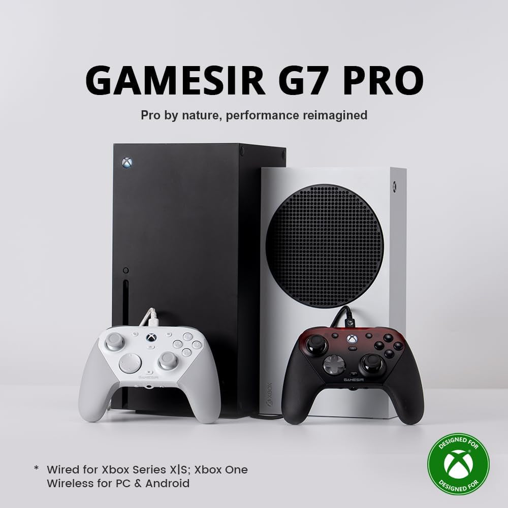 G7 Pro Manette 1000Hz Avec Station De Recharge : Xbox Series X|S, Xbox One, Win 10/11 & Android - Joysticks TMR, Triggers Réglables & 4 Boutons Programmables - Méca Blanc