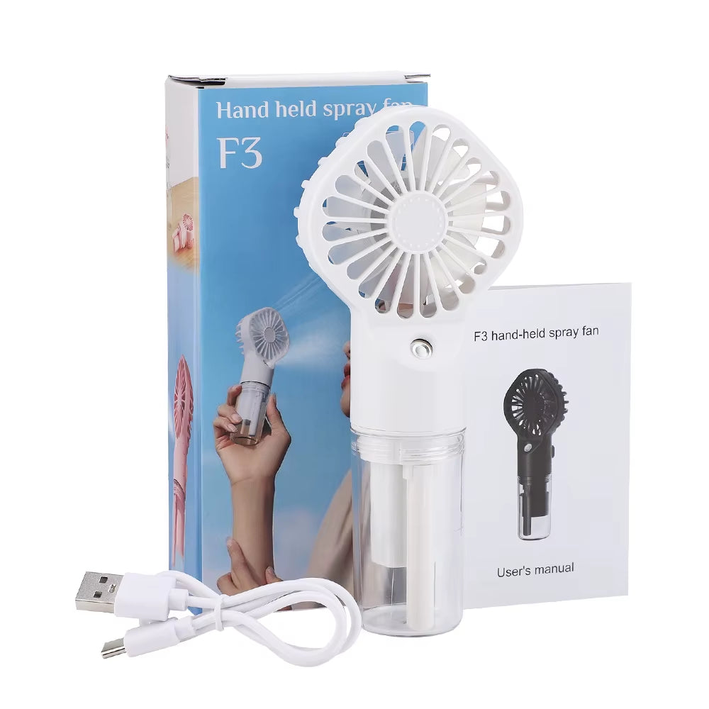 Handheld Portable Mini Air Conditioner Face Steamer Humidifier Water Mist Cooler Cooling Spray Skin Care 4-Speed USB Recharge