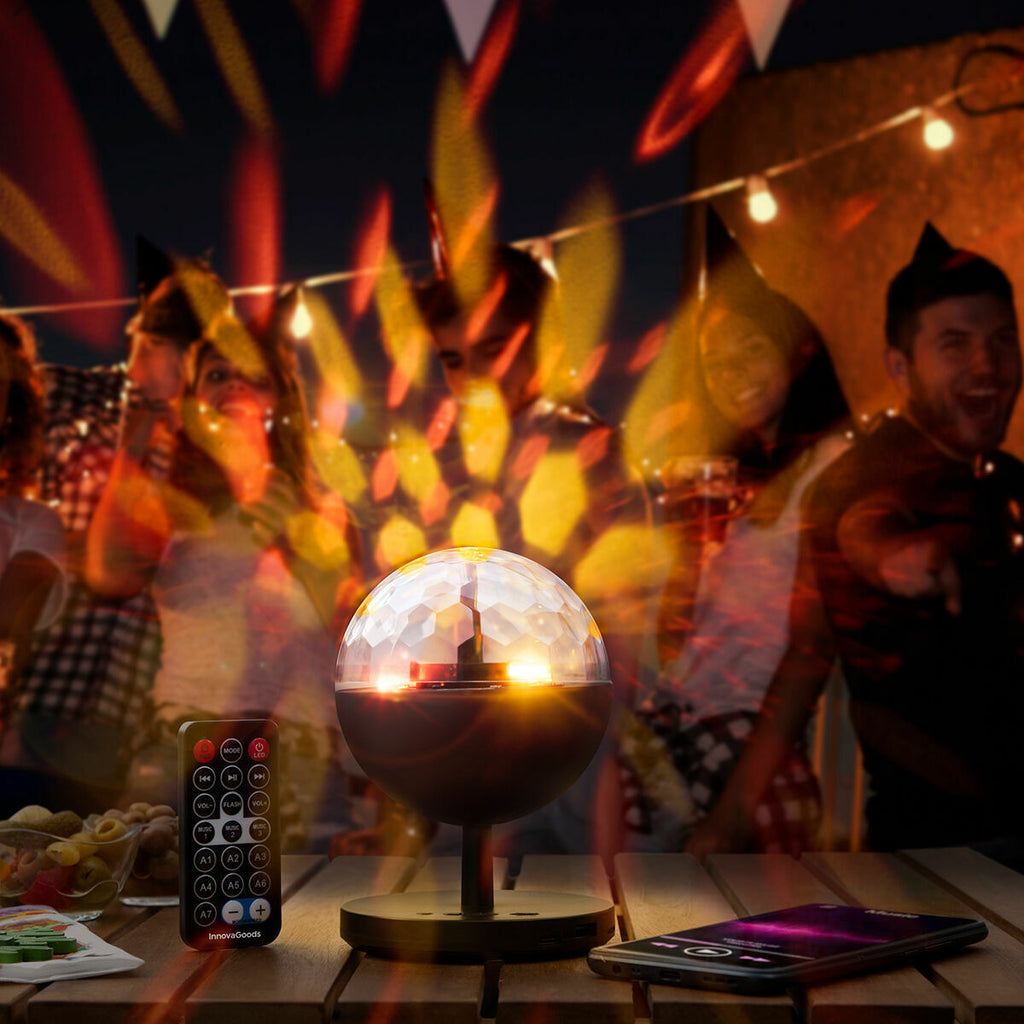 Boule Disco LED Rotative avec Enceinte Bluetooth Rechargeable