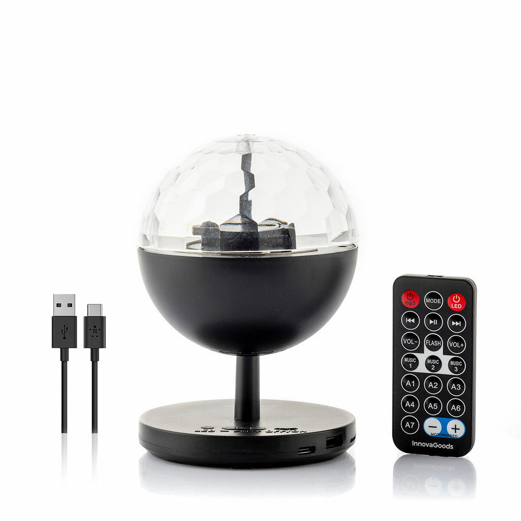 Boule Disco LED Rotative avec Enceinte Bluetooth Rechargeable