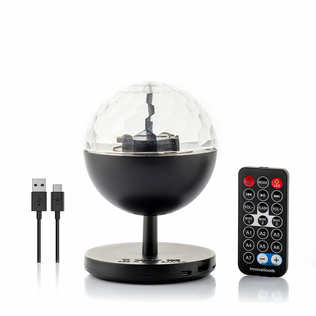 Boule Disco LED Rotative avec Enceinte Bluetooth Rechargeable