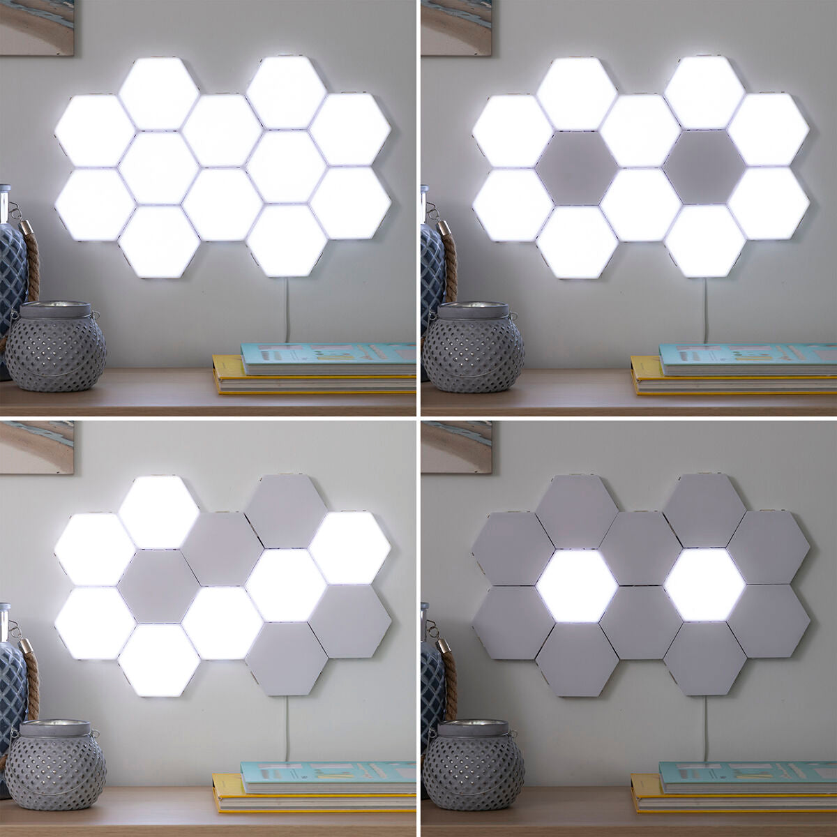Panneaux LED hexagonaux tactiles magnétiques, kit de 3 – Quivexa (photo 3)