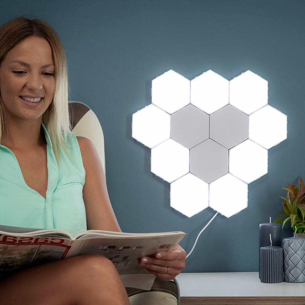 Panneaux LED hexagonaux tactiles magnétiques, kit de 3 – Quivexa (photo 4)