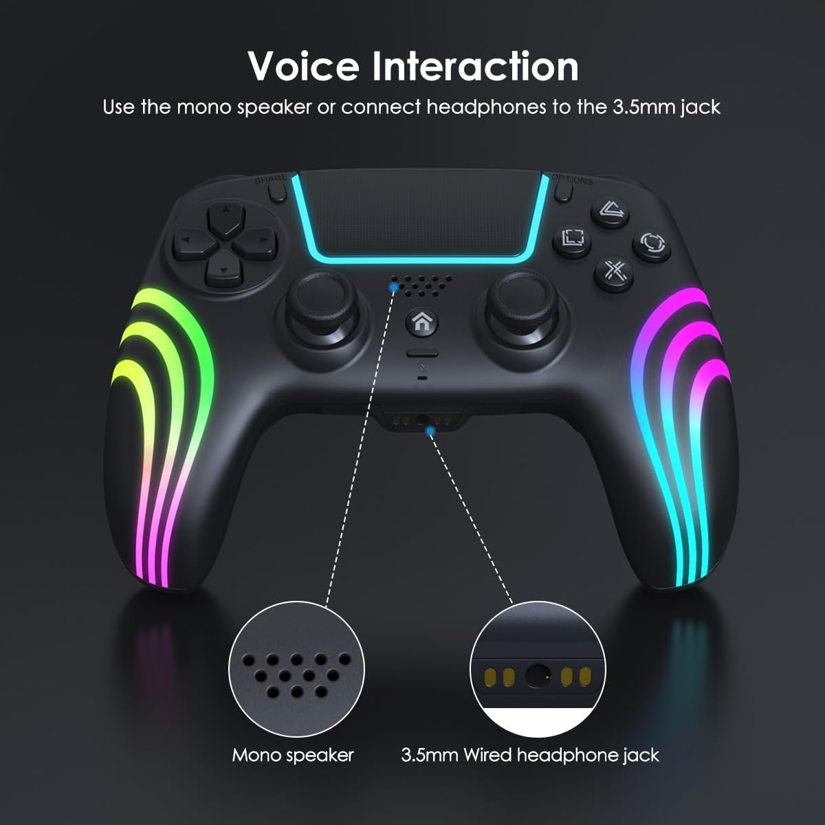 Manette Sans Fil Pour PS5, Controller Pour PS5, Avec Joystick Hall, Prise Audio, Vibration, Pavé Tactile, Six Axes, Manette Pour Ps5/Slim/Pro/Pc