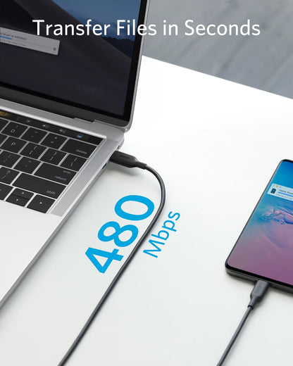 Powerline III USB-C to USB-C 2.0 Charging Cable, 100 W Type-C Cable 2.0, Lightning Fast Charging with PD, for Macbook Pro