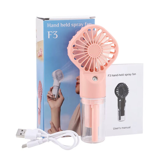 Handheld Portable Mini Air Conditioner Face Steamer Humidifier Water Mist Cooler Cooling Spray Skin Care 4-Speed USB Recharge