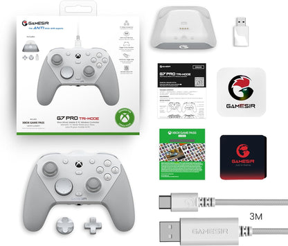 G7 Pro Manette 1000Hz Avec Station De Recharge : Xbox Series X|S, Xbox One, Win 10/11 & Android - Joysticks TMR, Triggers Réglables & 4 Boutons Programmables - Méca Blanc