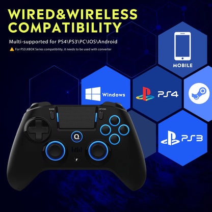 Spark N5 with PS5 Converter PS5 Controller PS4 Control Wireless Bluetooth Gamepad for Android/Ios/ PC Hall Effect LED Lights