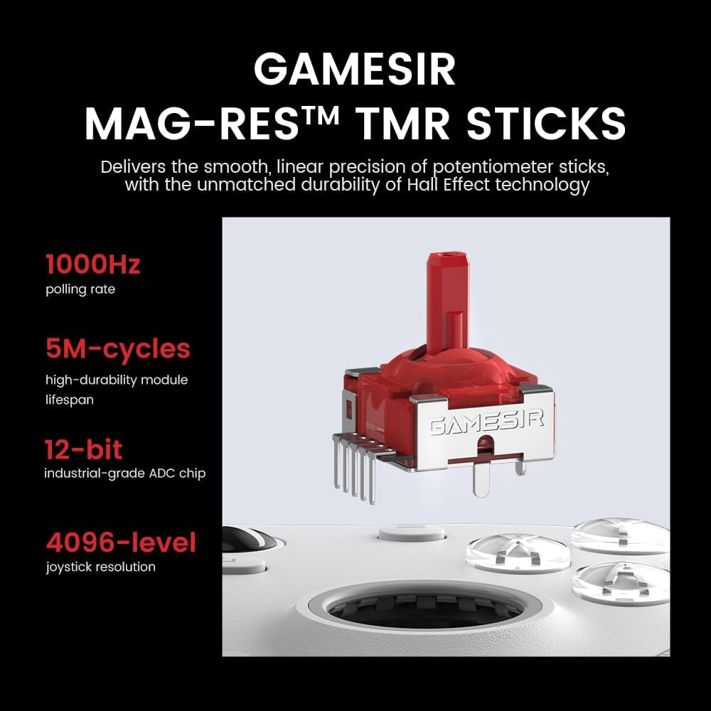 G7 Pro Manette 1000Hz Avec Station De Recharge : Xbox Series X|S, Xbox One, Win 10/11 & Android - Joysticks TMR, Triggers Réglables & 4 Boutons Programmables - Méca Blanc