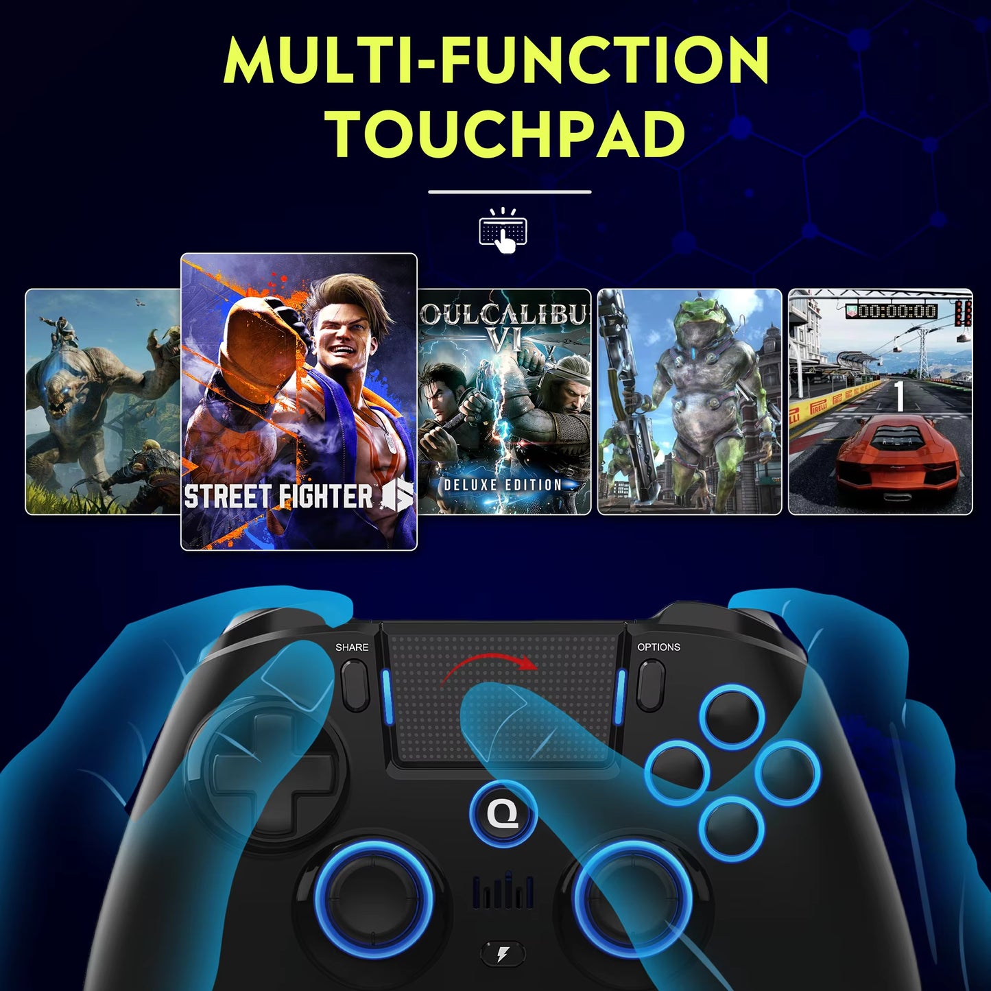 Spark N5 with PS5 Converter PS5 Controller PS4 Control Wireless Bluetooth Gamepad for Android/Ios/ PC Hall Effect LED Lights