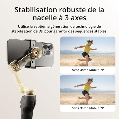 Osmo Mobile 7P Pour Iphone, Stabilisateur Nacelle, Android, Suivi Natif, Éclairage, Nacelle Pour Téléphone À 3 Axes, Lancement Rapide, Édition En Un Seul Clic,Barre D’Extension Et Trépied Intégrés