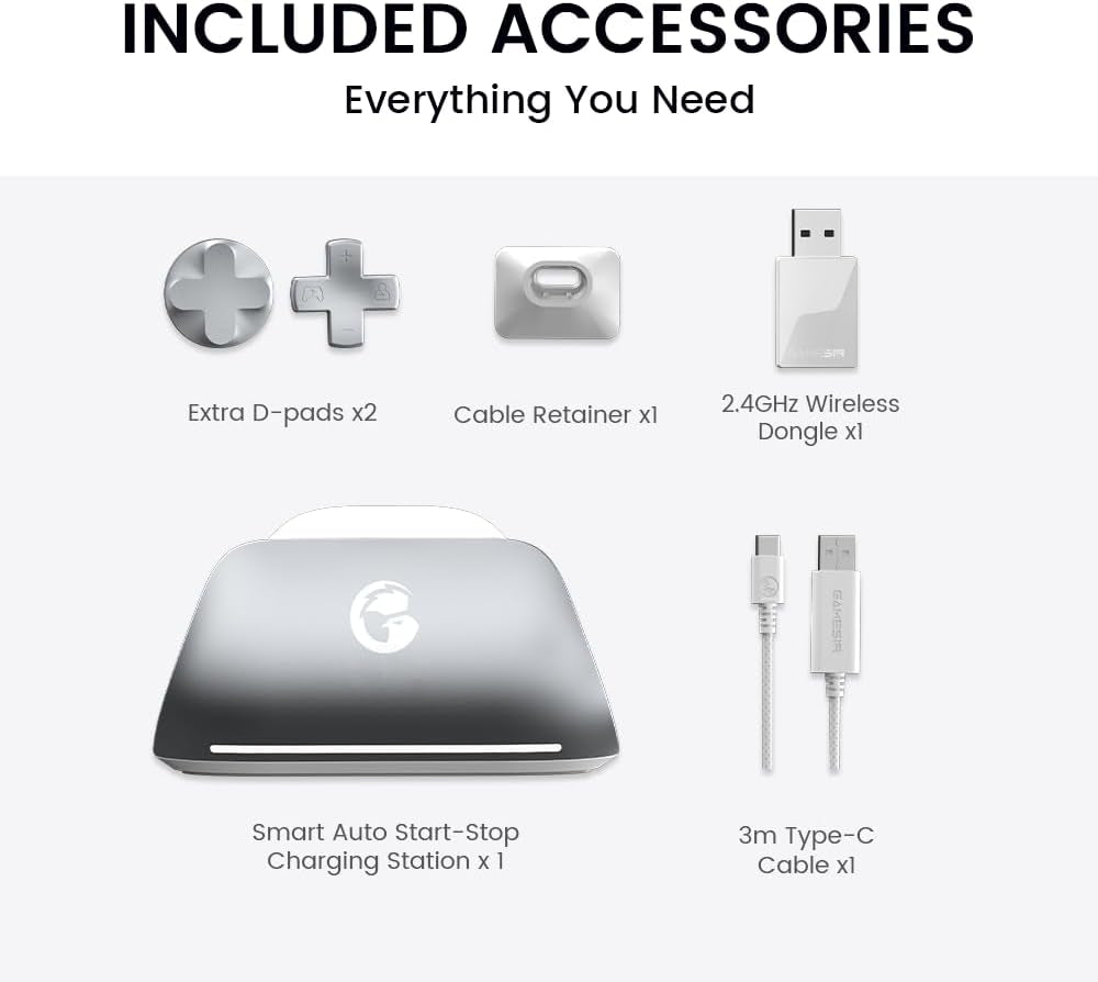 G7 Pro Manette 1000Hz Avec Station De Recharge : Xbox Series X|S, Xbox One, Win 10/11 & Android - Joysticks TMR, Triggers Réglables & 4 Boutons Programmables - Méca Blanc