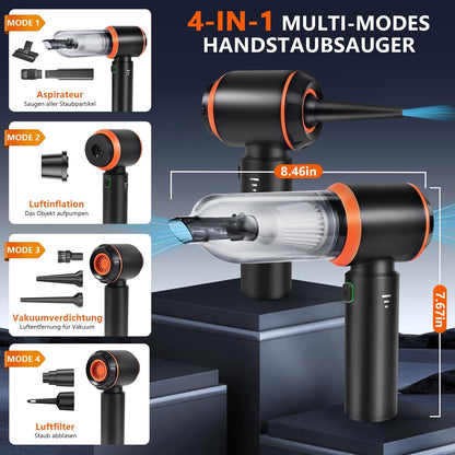 Aspirateur À Main Sans Fil 4 En 1 - 20 000 Pa - Avec Moteur Sans Balais - 3 Vitesses - Pour Voiture, Cuisine, Bureau, Maison, Poils D'Animaux, Canapé, Claviers
