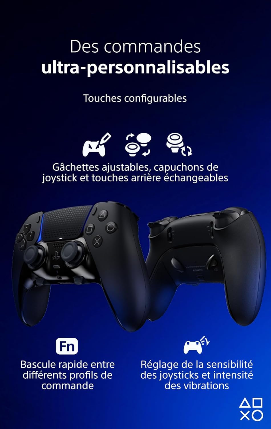 Sony, Manette Dualsense Edge Officielle Pour PS5, Sans Fil, Commandes Ultra-Personnalisables + Profils Interchangeables + Confort Amélioré, Boîte De Transport Incluse, Couleur : Noire