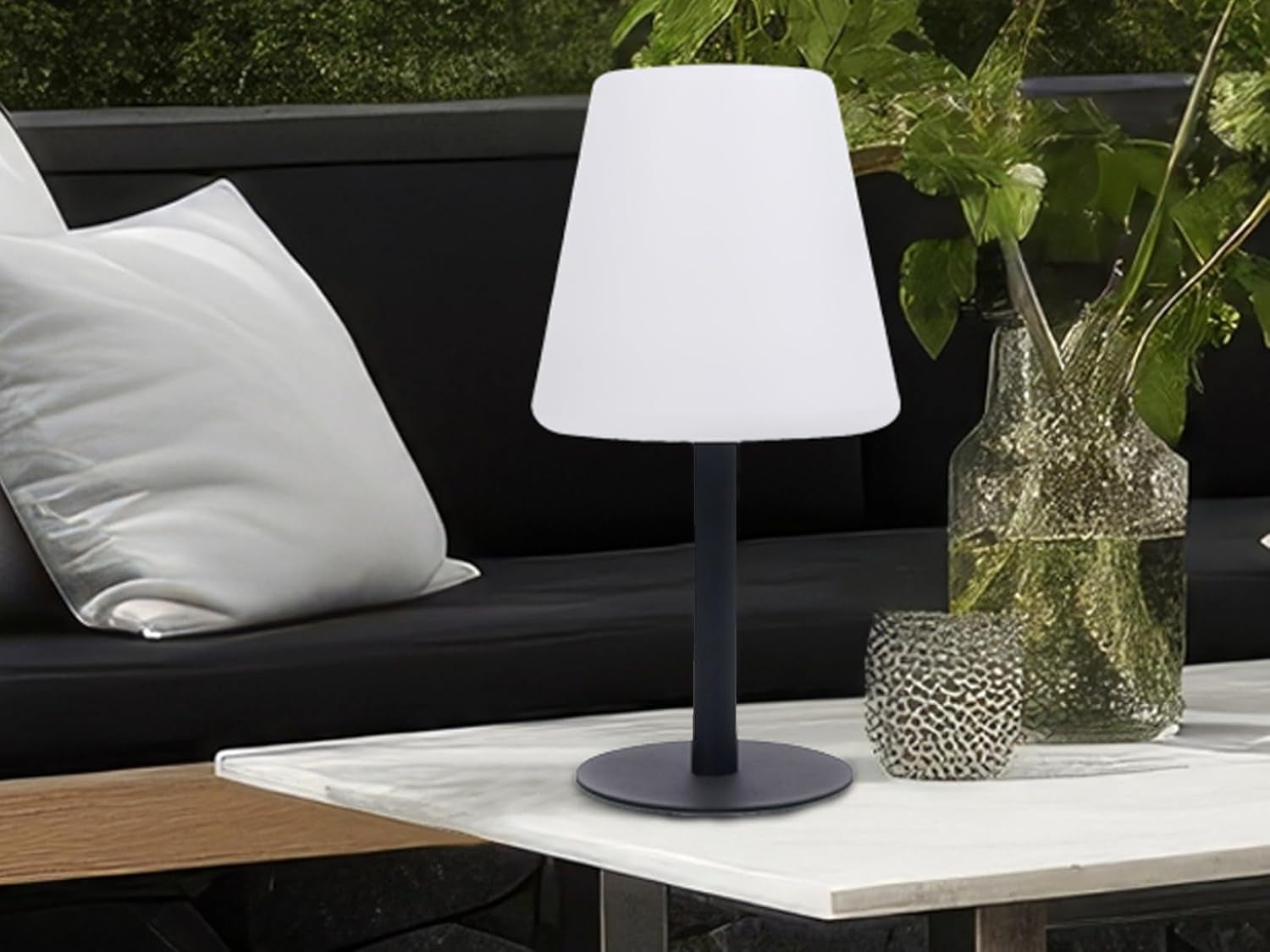 Lampe De Table Solaire  OSL-50012 - Utilisation Intérieure Ou Extérieure - Aussi Rechargeable Par Câble USB Inclus - Intensité Variable - Lumière Blanc Chaud