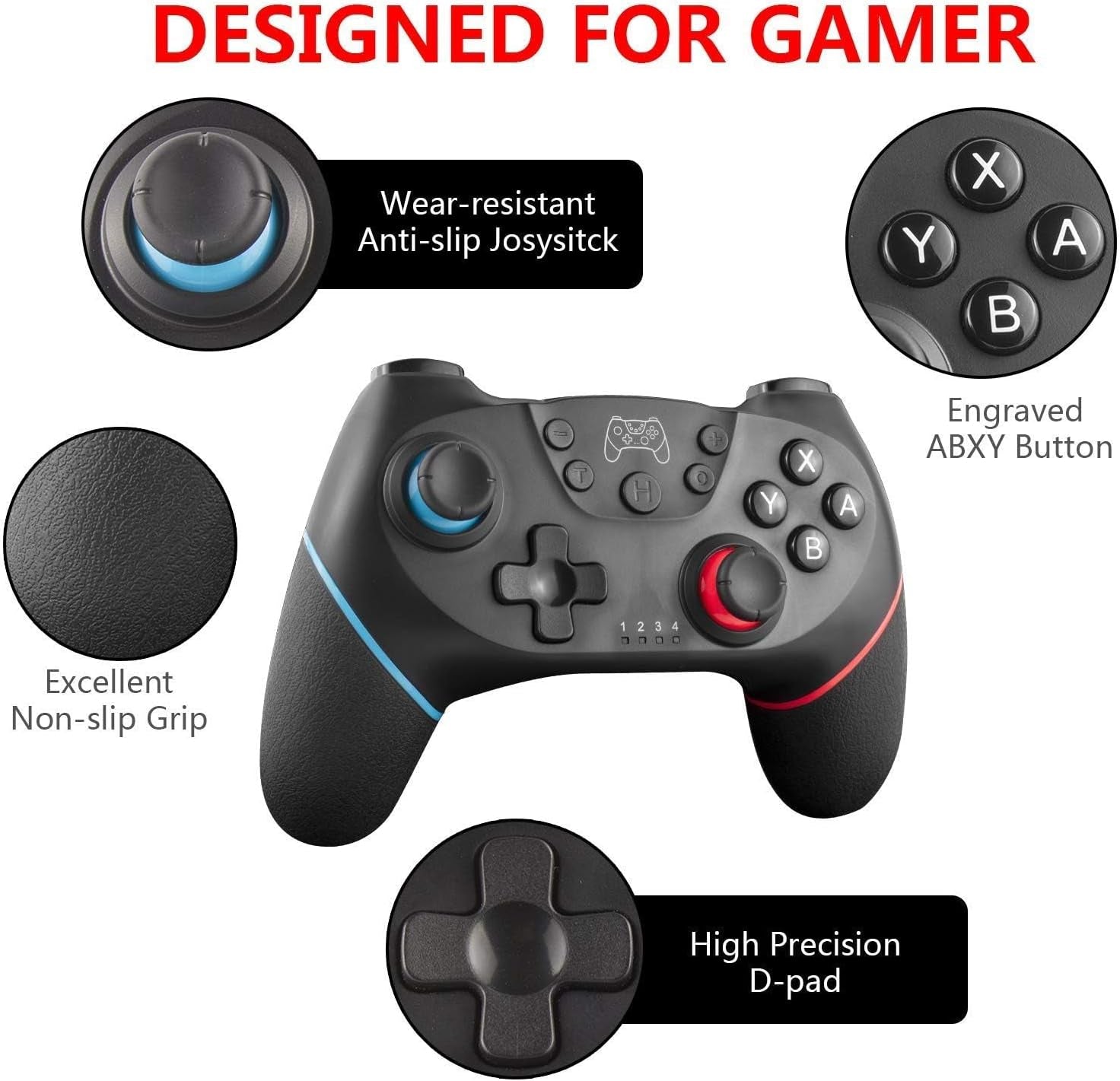 UPGRADE Manette Pour Switch, Manettes Sans Fil Pour Switch/Switch 2/Switch Lite/Switch OLED, Manette Pour Switch Pro Avec ONE KEY WAKE UP/CAPTURE D'Écran/Turbo Adjustable/Vibration Réglable/ 6 Axes