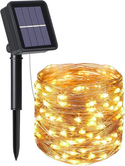 Guirlande Solaire D'Extérieur 32M 300LED, Lampe Féerique Étanche Pour Lampes Décoratives Étanches Dans La Cour, Le Jardin Et La Noël