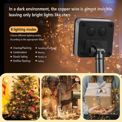 Guirlande Solaire D'Extérieur 32M 300LED, Lampe Féerique Étanche Pour Lampes Décoratives Étanches Dans La Cour, Le Jardin Et La Noël