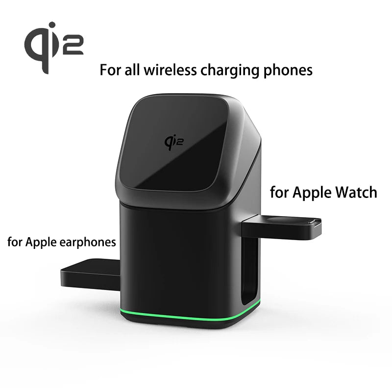 Chargeur Sans Fil 3-en-1 Qi2 Rotatif Magnétique - Station de Charge Rapide iPhone & Samsung