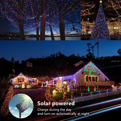 Guirlande Solaire D'Extérieur 32M 300LED, Lampe Féerique Étanche Pour Lampes Décoratives Étanches Dans La Cour, Le Jardin Et La Noël