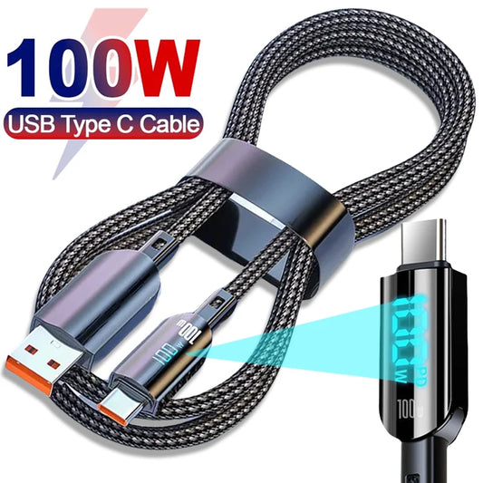 100W LED Digital Display Super Fast Charging USB Type C Cable for Samsung Xiaomi Huawei Google Oppo USB C Charger Data Cord