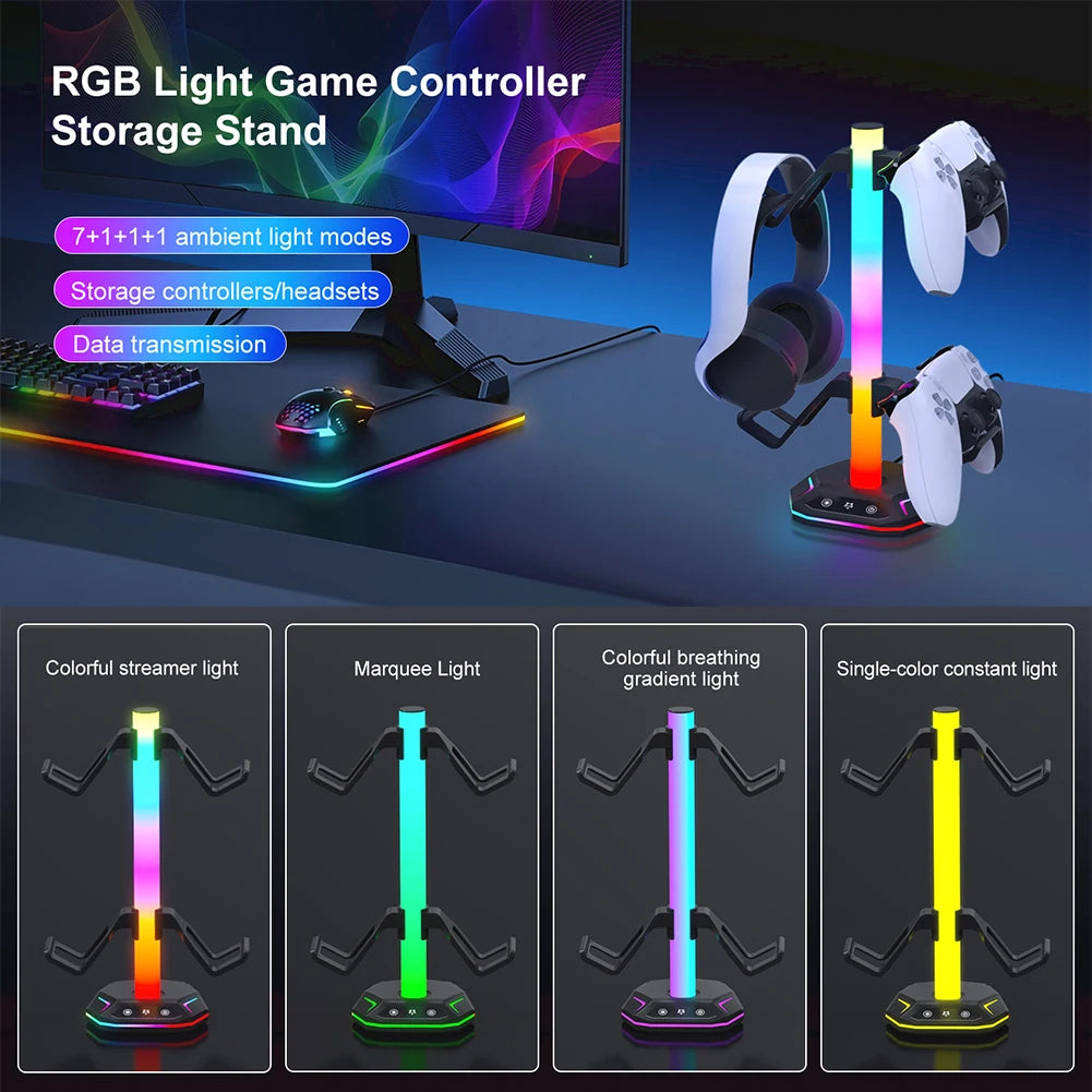 Support Manette & Casque RGB pour Setup Gaming | PS5, PS4, Xbox & PC