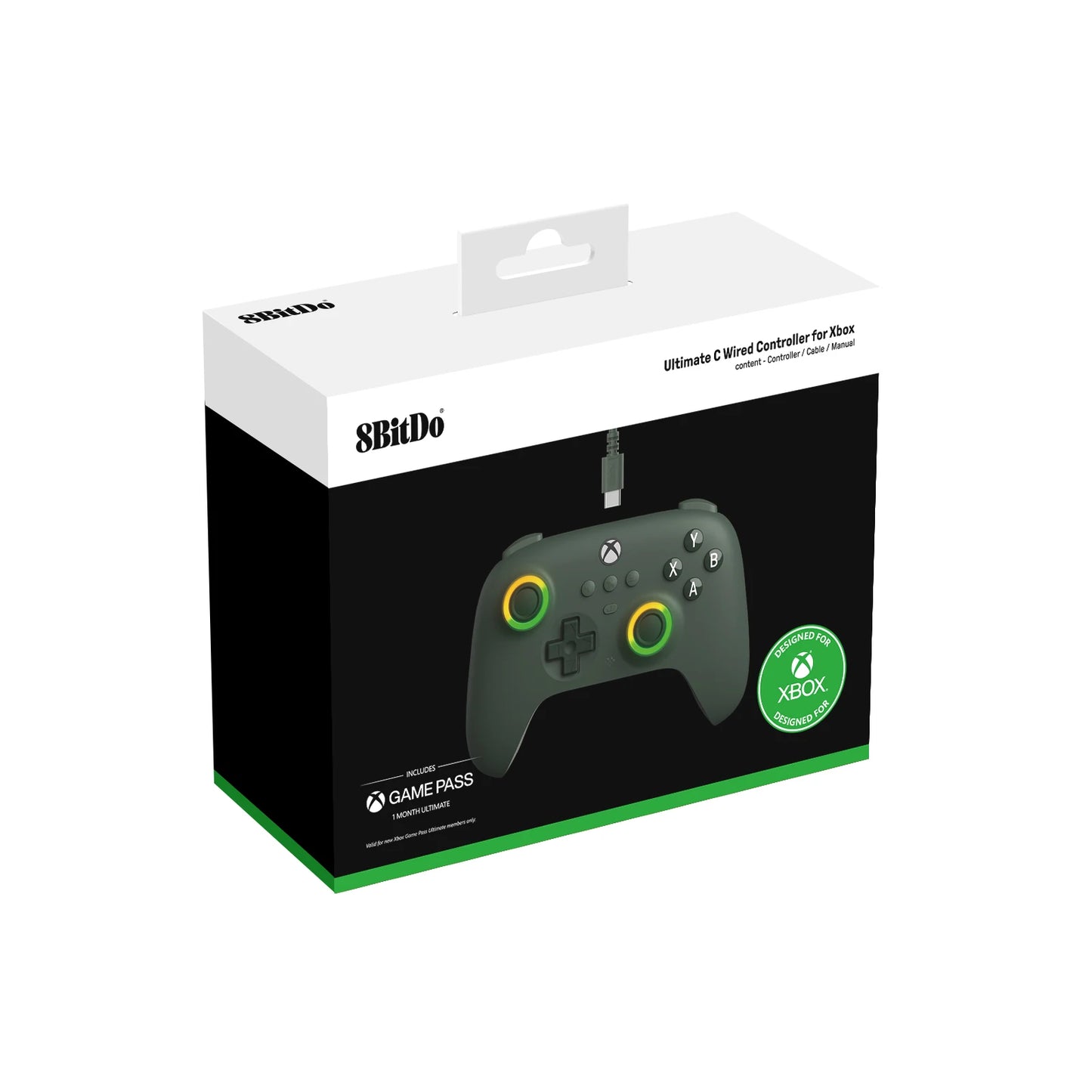 8Bitdo Ultimate C Wired Controller USB Gamepad with Hall Effect Joysticks for Xbox Series X、Series S, Xbox One, and PC Windows.