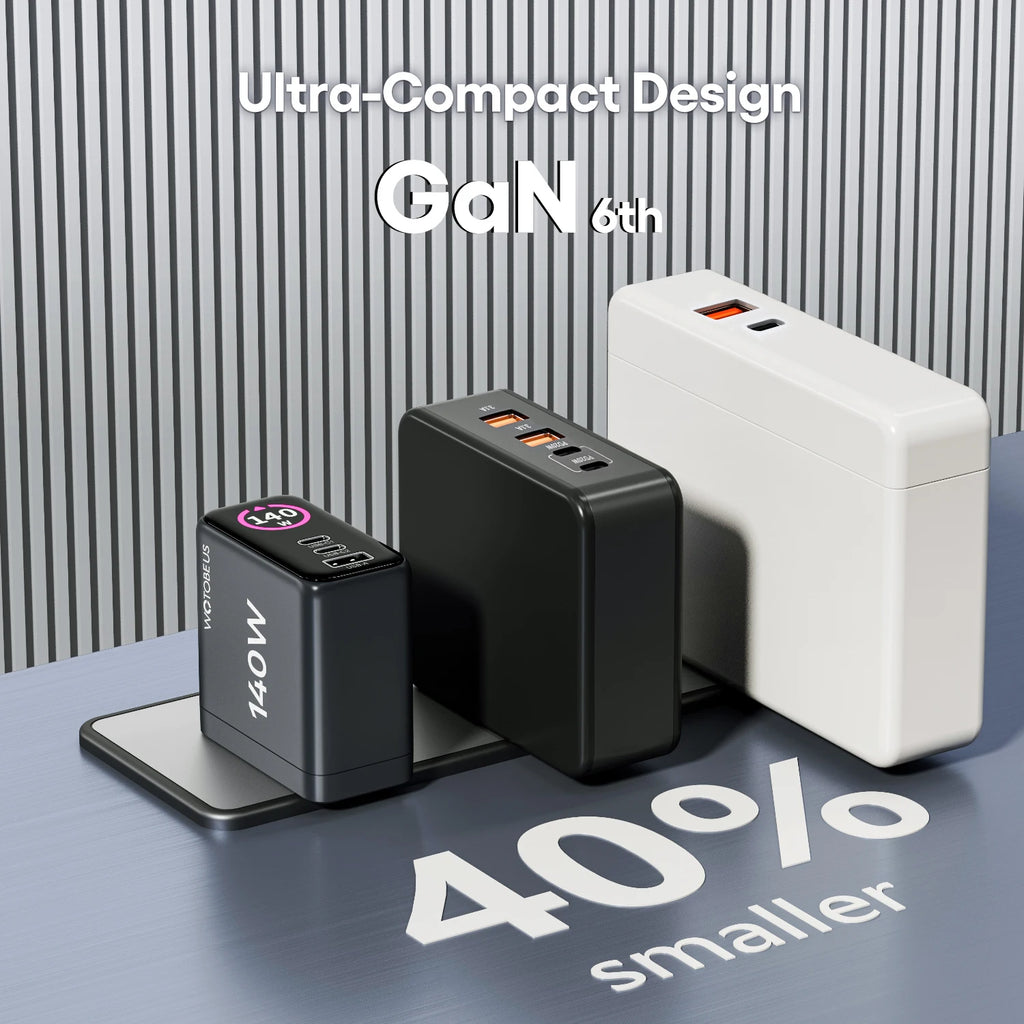 Chargeur GaN 140W qui charge ton MacBook + iPhone + AirPods en même temps