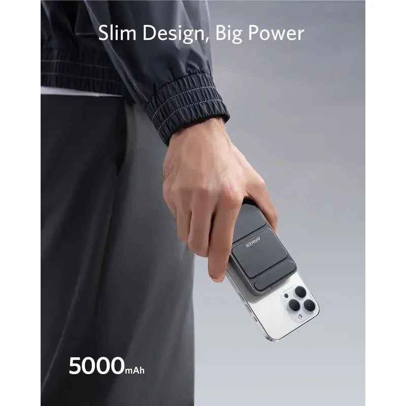 622 Magnetic Battery (Maggo), 5,000Mah Foldable Magnetic Wireless Portable Charger with Stand and USB-C Port, Magsafe