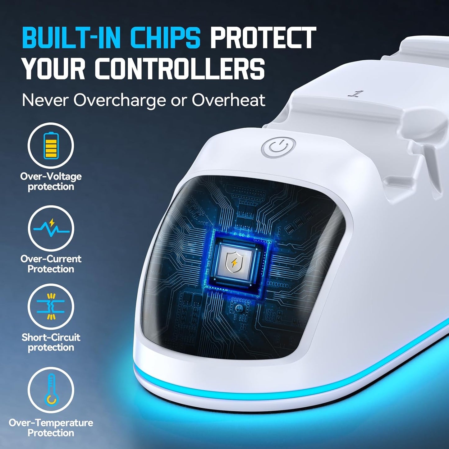 Station De Charge PS5, Chargeur Manette PS5 Pour Playstation 5 Dualsense Et Edge Avec Lumière RVB, Station De Charge De Manette PS 5 Rapide Avec Câble, Kit D’Accessoires De Chargeur Playstation 5