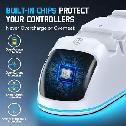 Station De Charge PS5, Chargeur Manette PS5 Pour Playstation 5 Dualsense Et Edge Avec Lumière RVB, Station De Charge De Manette PS 5 Rapide Avec Câble, Kit D’Accessoires De Chargeur Playstation 5