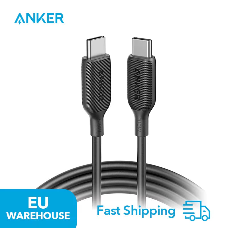 Powerline III USB-C to USB-C 2.0 Charging Cable, 100 W Type-C Cable 2.0, Lightning Fast Charging with PD, for Macbook Pro