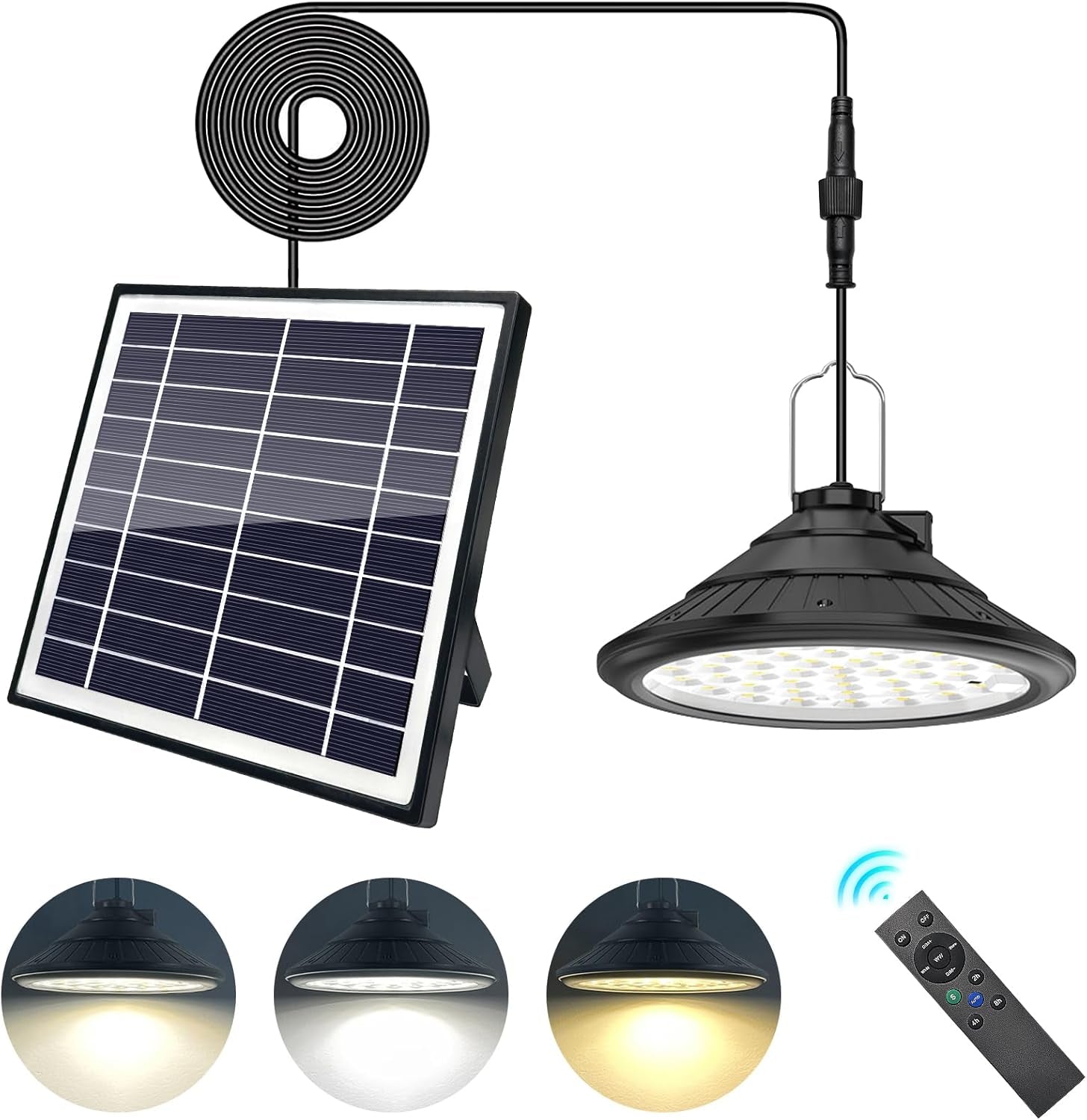 Lampes Solaires À Suspendre Pour L'Extérieur Et L'Intérieur - 4500 Mah - 3 Couleurs/4 Modes - Lampes LED Solaires Avec Télécommande - Étanche IP66 - Chargement USB - Lampe Suspendue Pour
