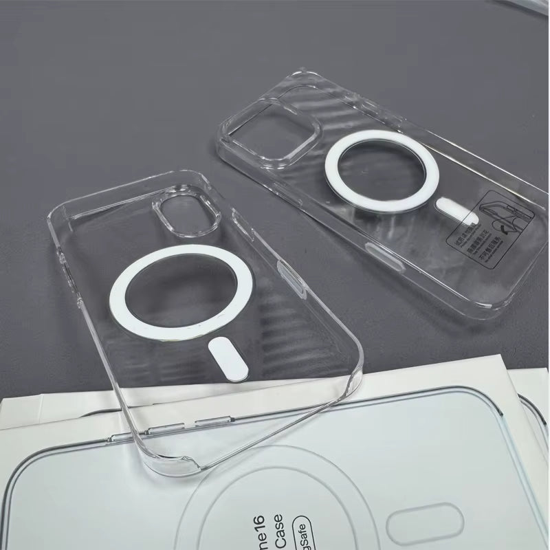 For Magsafe Original Transparent Phone Case for Iphone 17 16 15 14 13 12 Pro Max plus Wireless Charging Animation PC Phone Cover