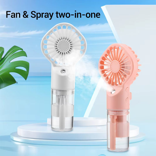 Handheld Portable Mini Air Conditioner Face Steamer Humidifier Water Mist Cooler Cooling Spray Skin Care 4-Speed USB Recharge