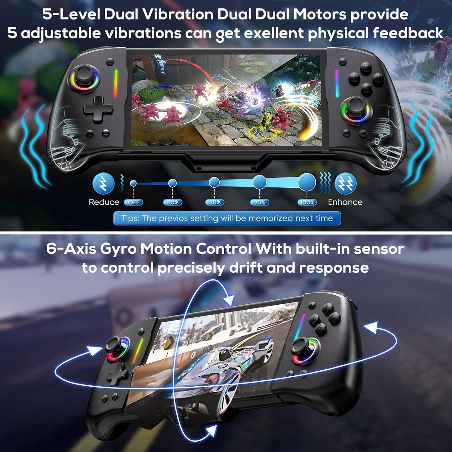 Manette Pro Ergonomique pour Nintendo Switch avec Éclairage RVB et Turbo Réglable - Parfaite pour des Sessions de Jeu Inoubliables