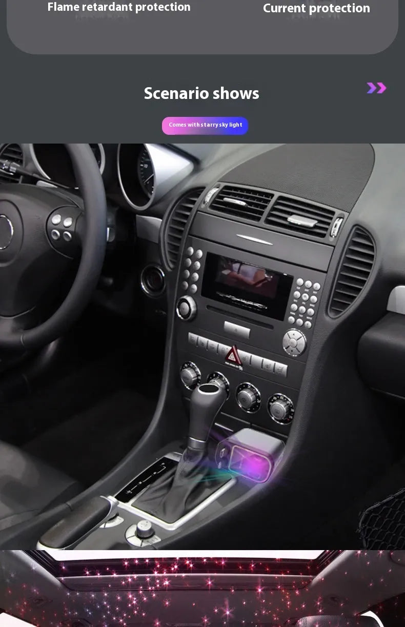 Chargeur de Téléphone Voiture 4-en-1 Multi-fonction Double Câble Rétractable